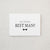 White envelope size card (approx. 3.5" x 5"), reads, "Will you be my best man?" in black text with a black bowtie graphic.