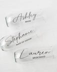 bridesmaid champagne glasses, stemless flutes, personalized bridesmaid gifts, unique bridesmaid proposal ideas, custom bridesmaid gift boxes, bridesmaid proposal ideas, wedding toast glasses