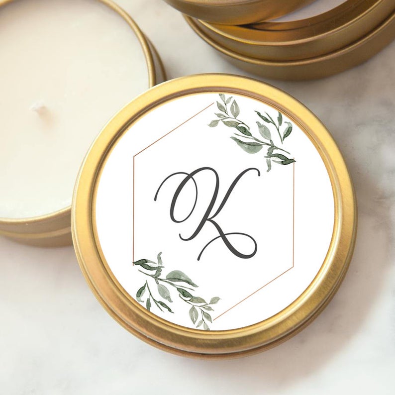 Custom Wedding Favor Candle - Monogram