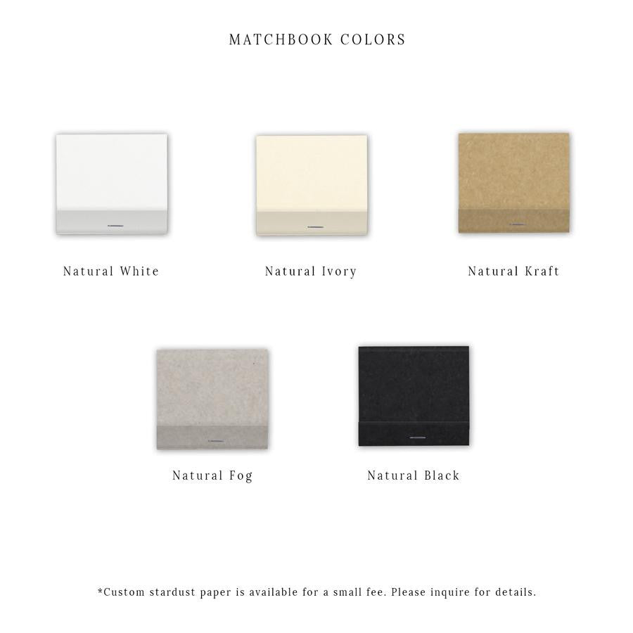 Custom Wedding Matchbook color options chart.