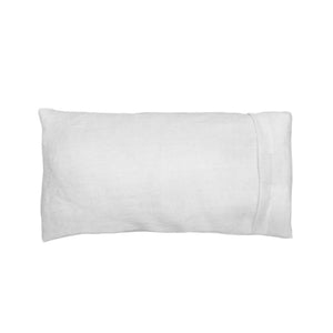 White, Washed linen, 8.5" x 4", weighted eye pillow, Silk case filled with flaxseed and lavender.