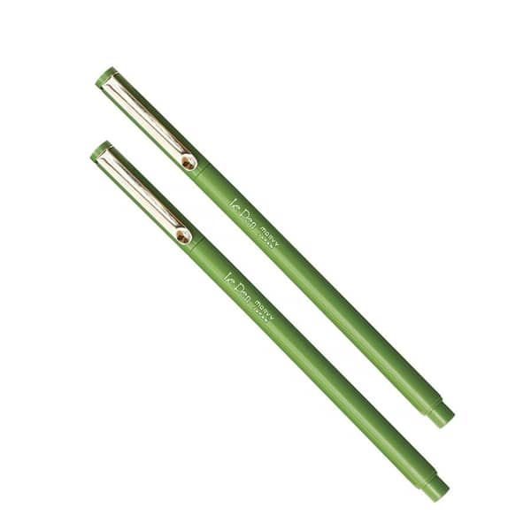 Set of two le pens in olive green on white background