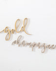Love cake topper color options gold and champagne samples. 