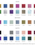 color chart for the options for the foil for the custom mr and mrs matchbook. 