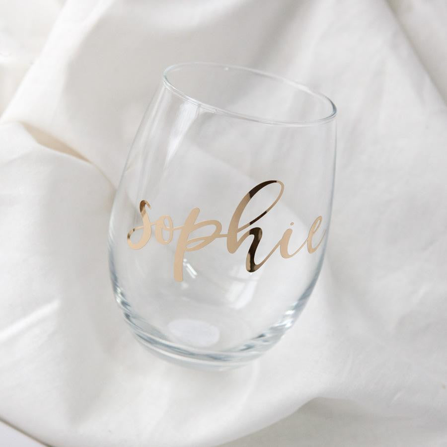 Engraved Stemless Wine Glasses