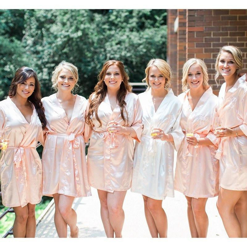 monogrammed satin bridesmaid robes, wedding robes, bridal robes, bridesmaid gifts