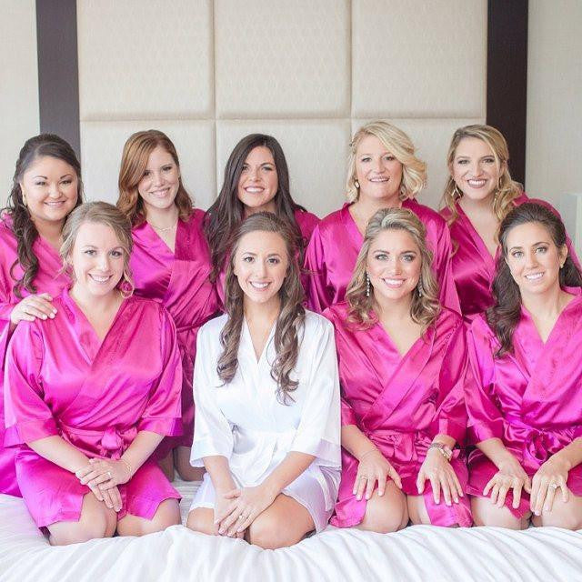 satin bridal party robes, bridesmaid getting ready robes, personalized bridesmaid gifts, luxury bridal gifts