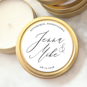 Custom Wedding Favor Candle - Script Names