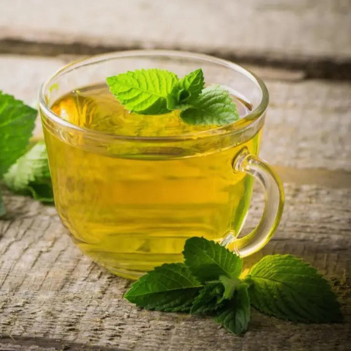Image with the peppermint tea done in glass mug