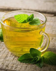 Image with the peppermint tea done in glass mug