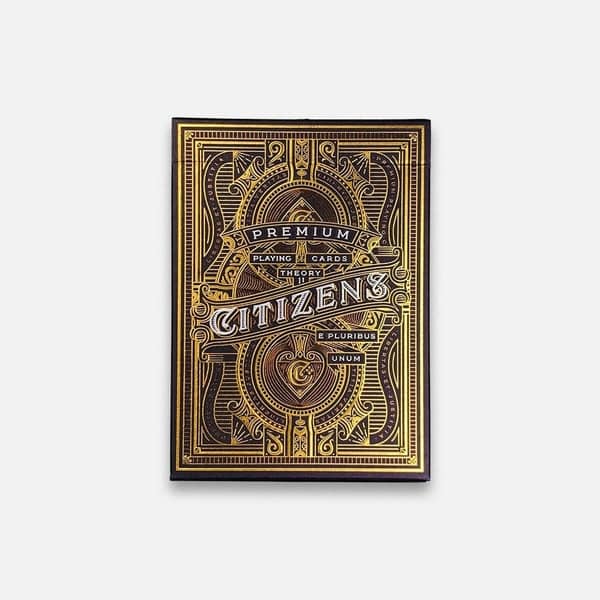 Black pack of cards with gold stamped design